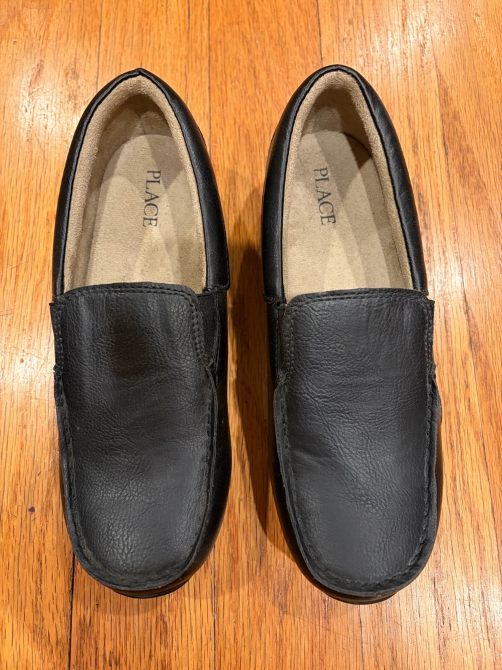 Place Black Leather Slip-On Loafers for Men